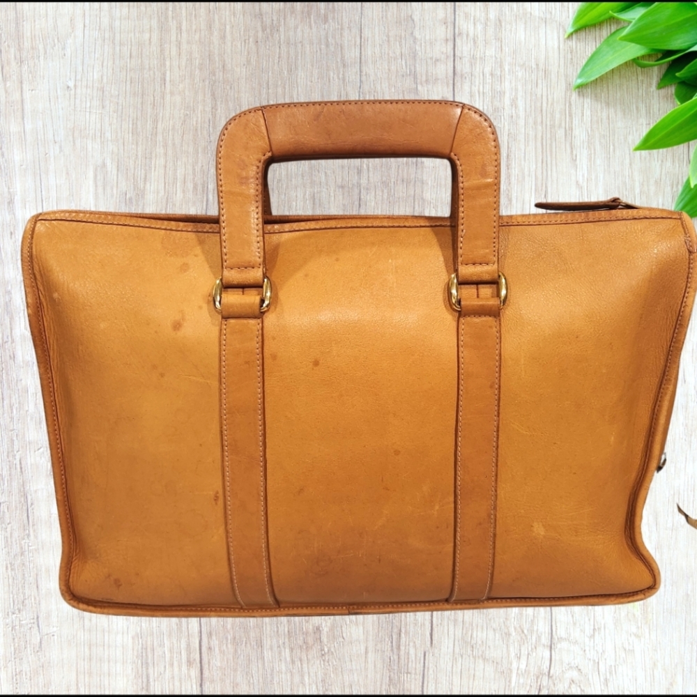 Vintage G.H. Bass & Co Blonde Leather Briefcase Tote Bag
